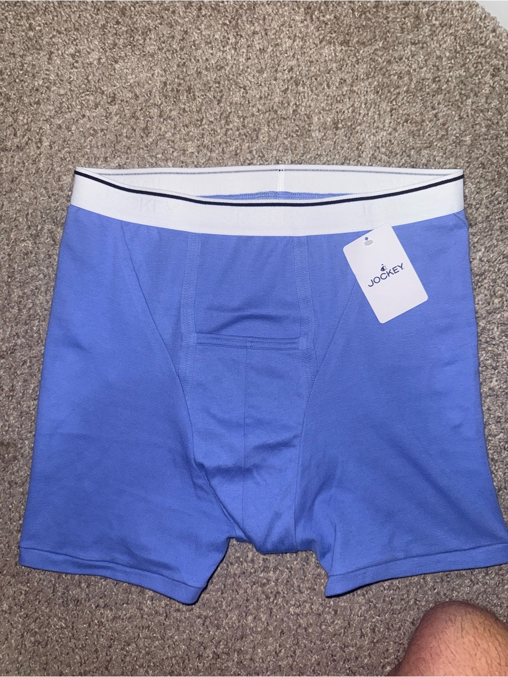 Jockey Men’s Pouch Blue Boxer Briefs with White Waistband - Picture 2 of 3